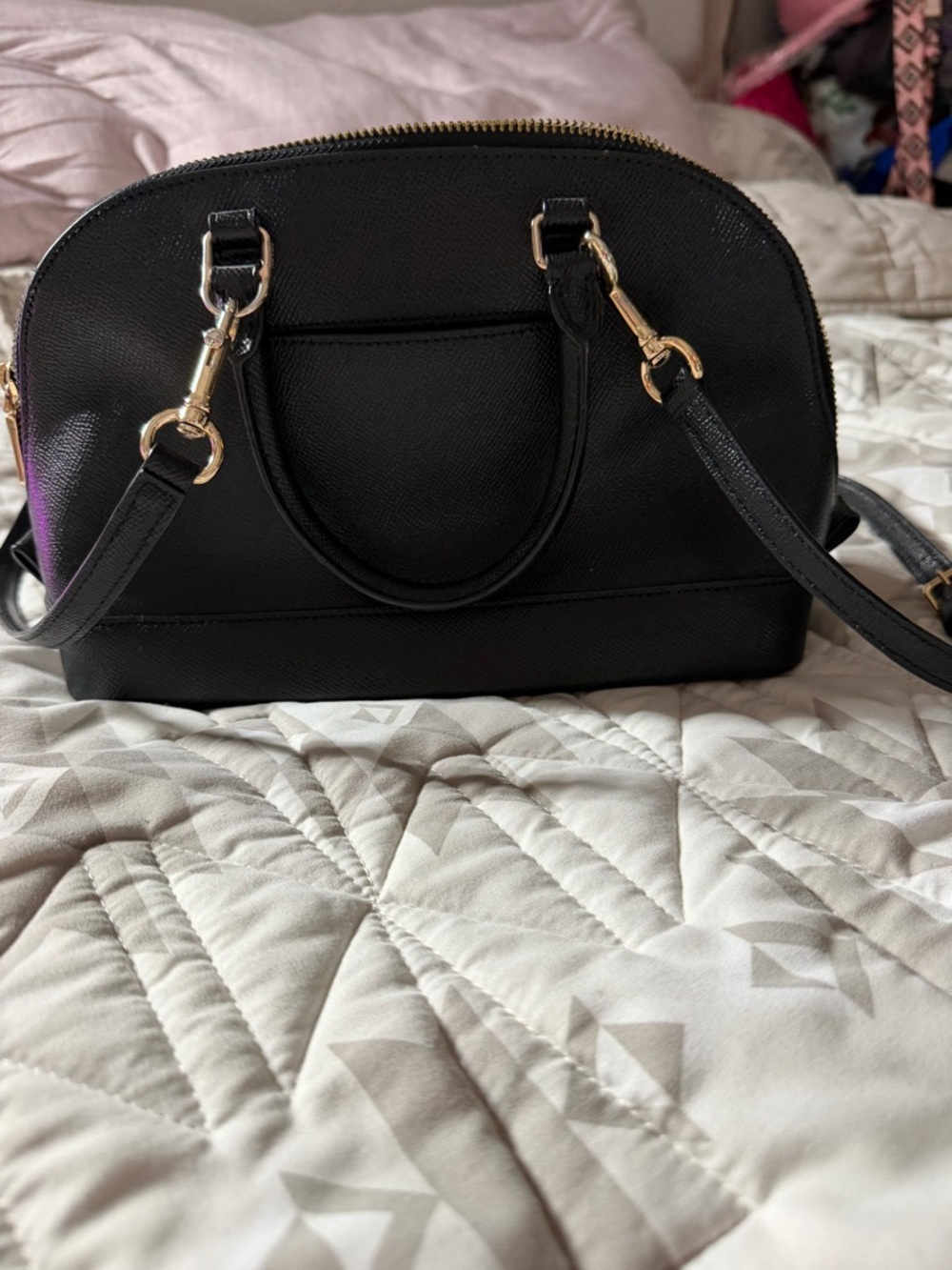 COACH Black Leather Dome Small Satchel - Classic Women's Handbag - Picture 5 of 8